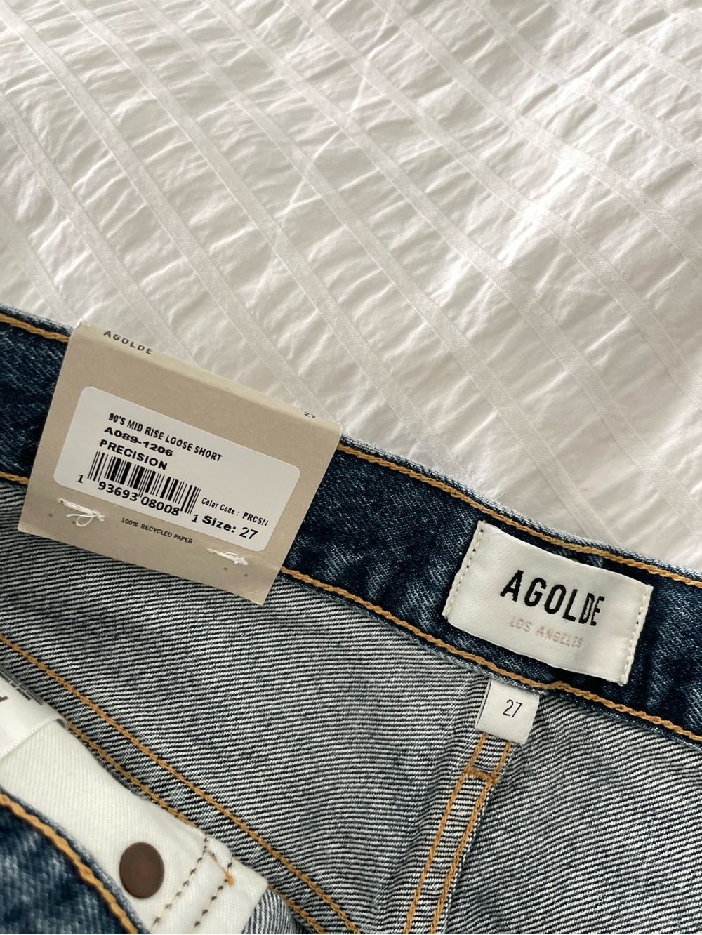 NEW AGOLDE 90's Mid Rise Loose Fit Long Jean Shorts 27 Baggy Jorts - Picture 5 of 12